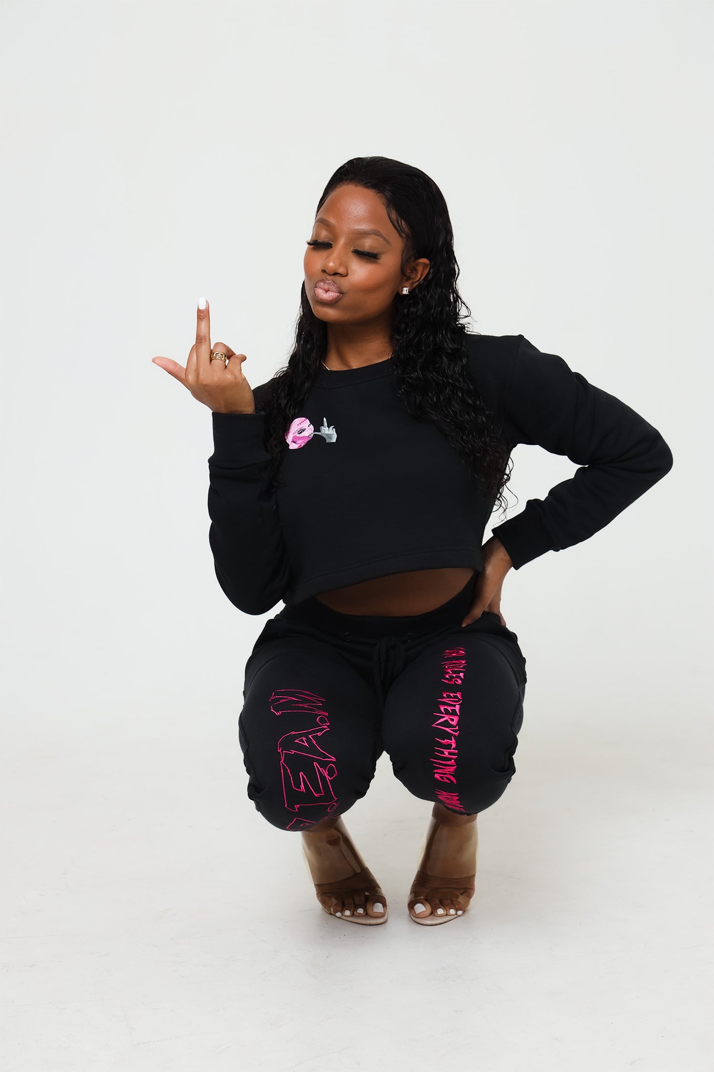 C.R.E.A.M cropped set (pink)