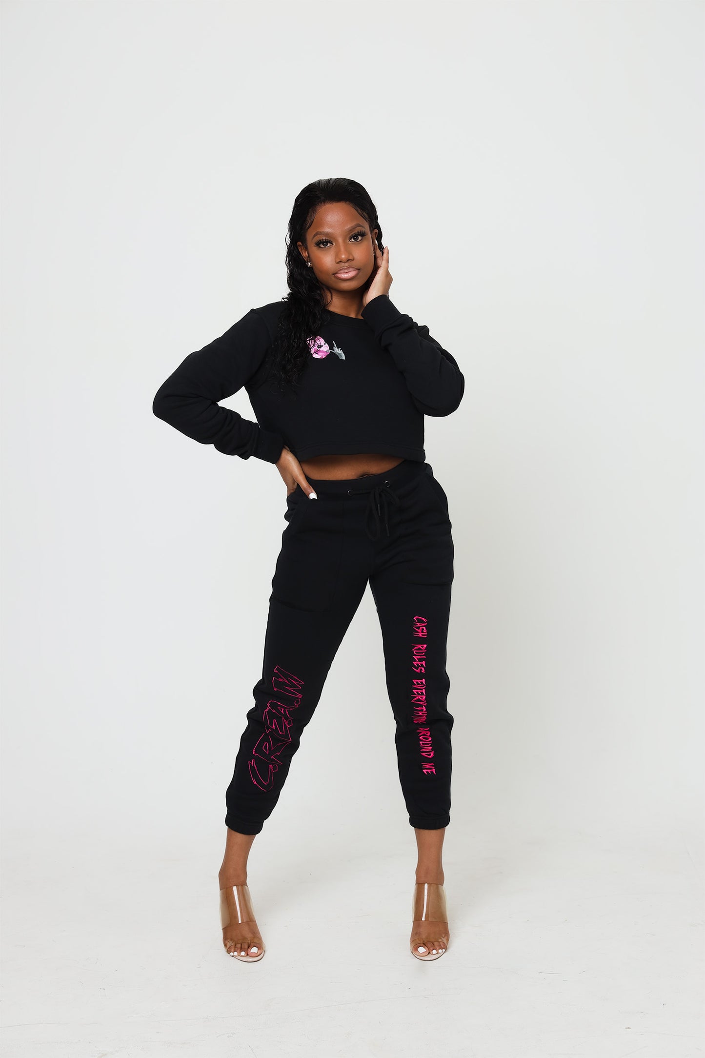 C.R.E.A.M cropped set (pink)